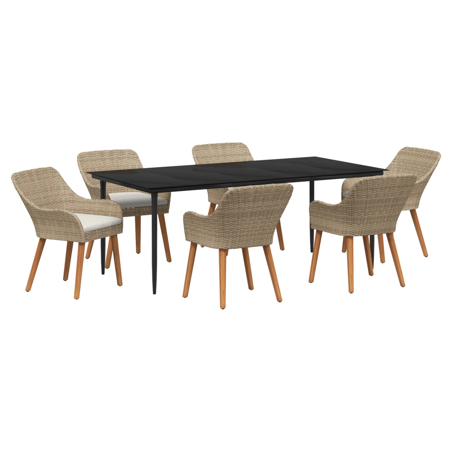 vidaXL 7-Teiliges Garten Essset Beige Poly Rattan 3261696 von VIDAXL