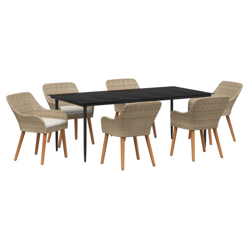 vidaXL 7-Teiliges Garten Essset Beige Poly Rattan 3261696 von VIDAXL