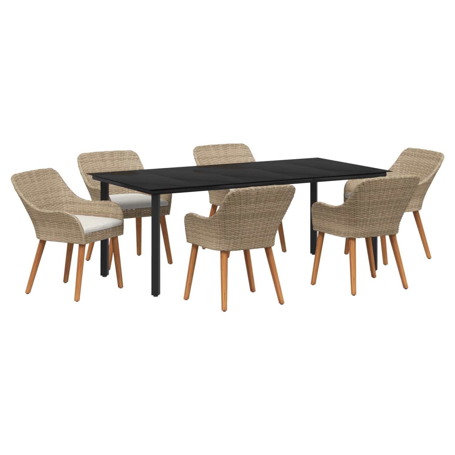 vidaXL 7-Teiliges Garten Essset Beige Poly Rattan 3261703 von VIDAXL
