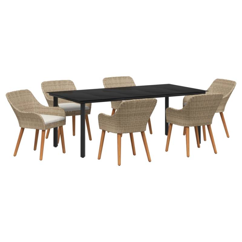 vidaXL 7-Teiliges Garten Essset Beige Poly Rattan 3261703 von VIDAXL