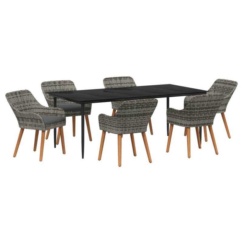 vidaXL 7-Teiliges Garten Essset Grau Poly Rattan 3261682 von VIDAXL