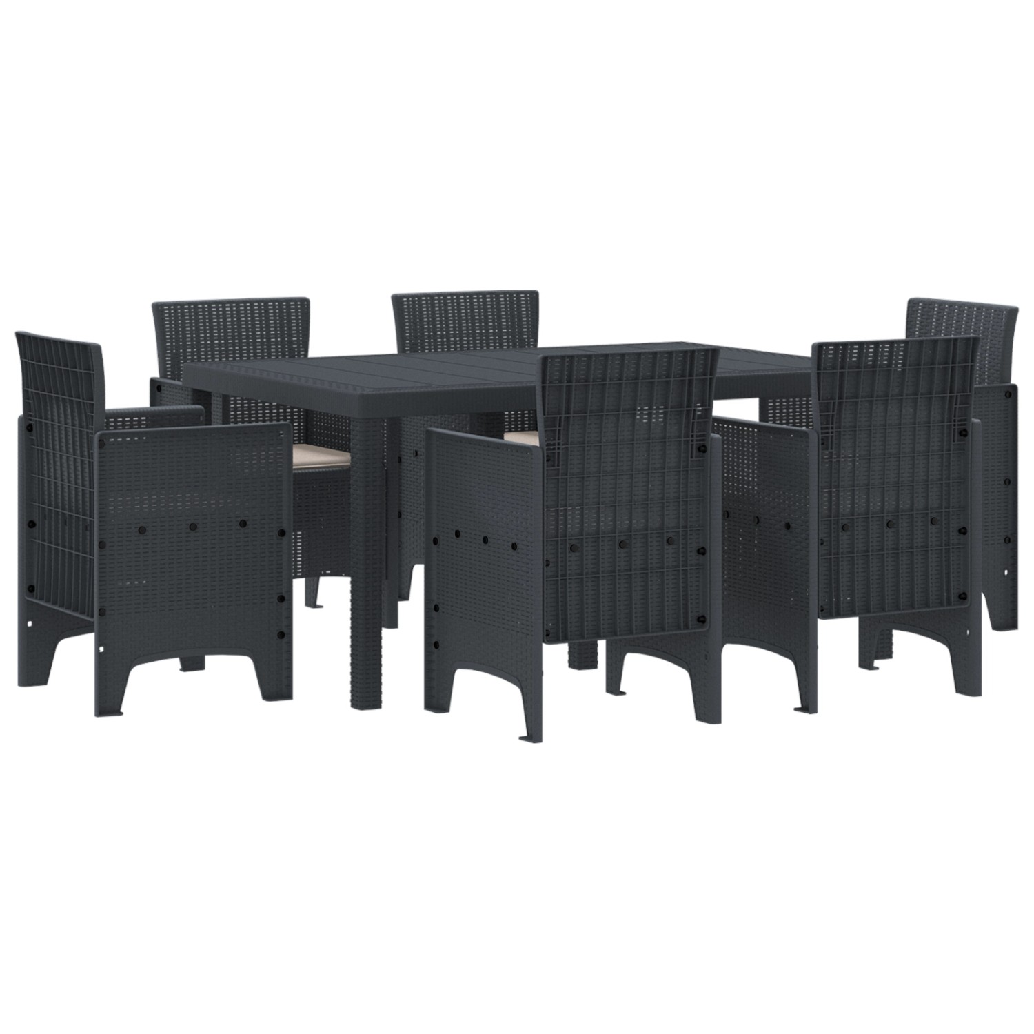 vidaXL 7-Teiliges Garten Essset mit Kissen Anthrazit Poly Rattan 3378553 vidaXL 7-Teiliges Garten Essset mit Kissen Anthrazit Poly Rattan 3378553 von VIDAXL