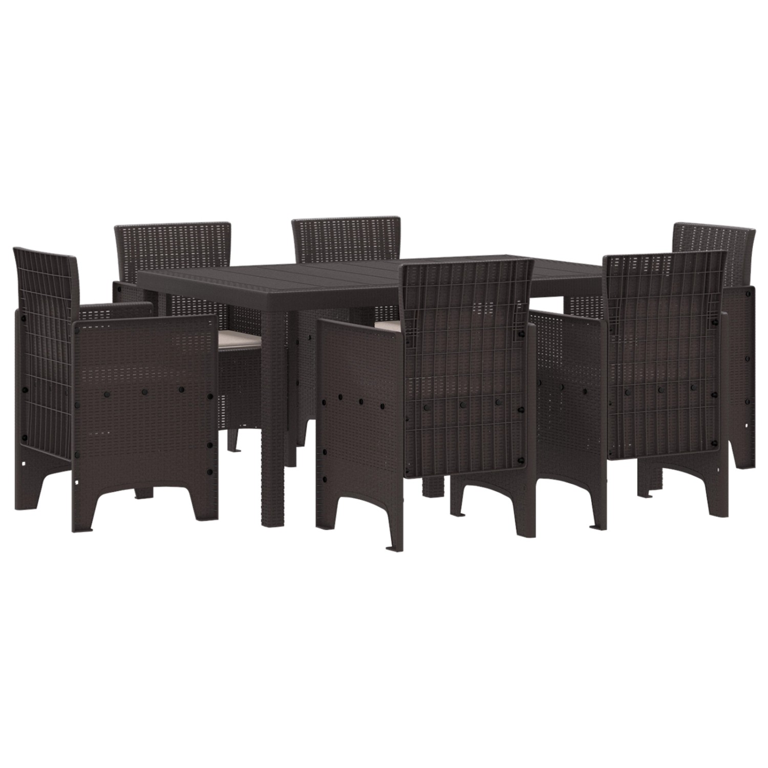 vidaXL 7-Teiliges Garten Essset mit Kissen Braunes Poly-Rattan 3378558 vidaXL 7-Teiliges Garten Essset mit Kissen Braunes Poly-Rattan 3378558 von VIDAXL
