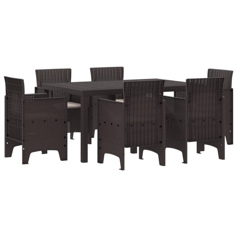 vidaXL 7-Teiliges Garten Essset mit Kissen Braunes Poly-Rattan 3378558 von VIDAXL