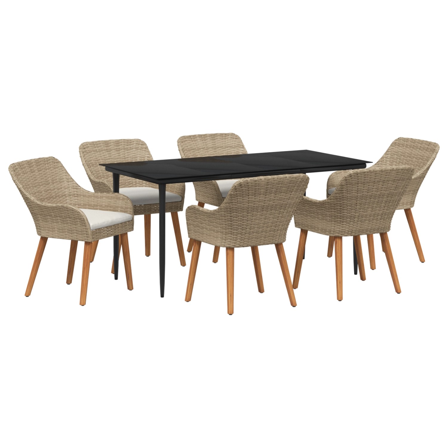 vidaXL 7-Teiliges Garten Esstisch Set Beige Poly Rattan 3261695 vidaXL 7-Teiliges Garten Esstisch Set Beige Poly Rattan 3261695 von VIDAXL