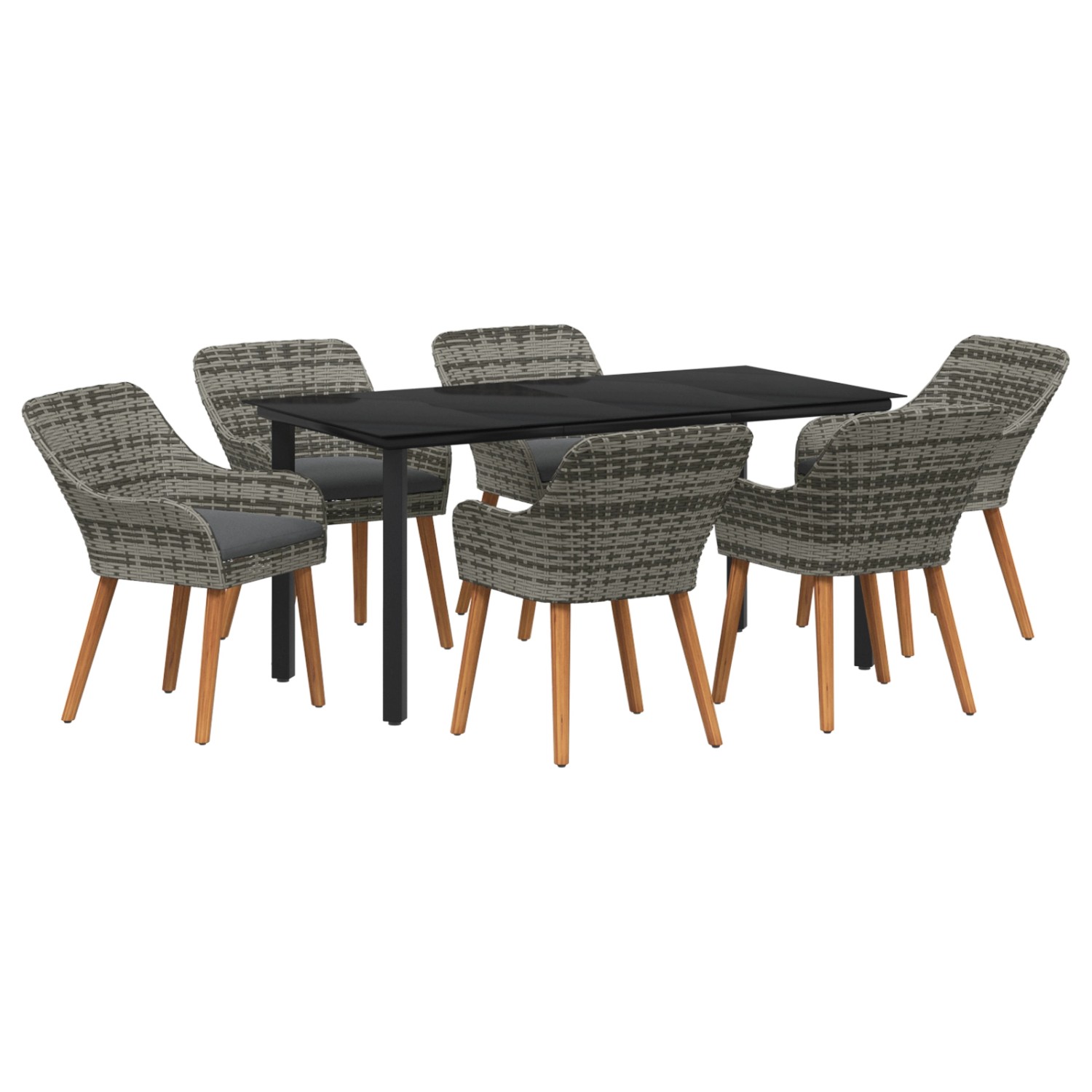 vidaXL 7-Teiliges Garten-Esstisch-Set Graues Poly Rattan 3261688 vidaXL 7-Teiliges Garten-Esstisch-Set Graues Poly Rattan 3261688 von VIDAXL