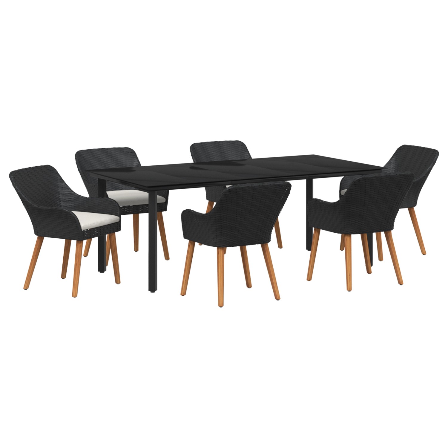 vidaXL 7-Teiliges Garten Esstisch Set Schwarz Poly Rattan 3261675 vidaXL 7-Teiliges Garten Esstisch Set Schwarz Poly Rattan 3261675 von VIDAXL