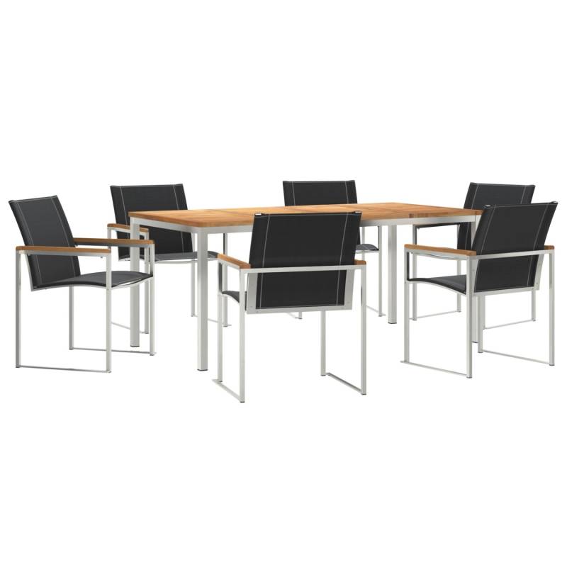 vidaXL 7-Teiliges Garten Esstisch Set aus Massivem Akazienholz 3334818 von VIDAXL