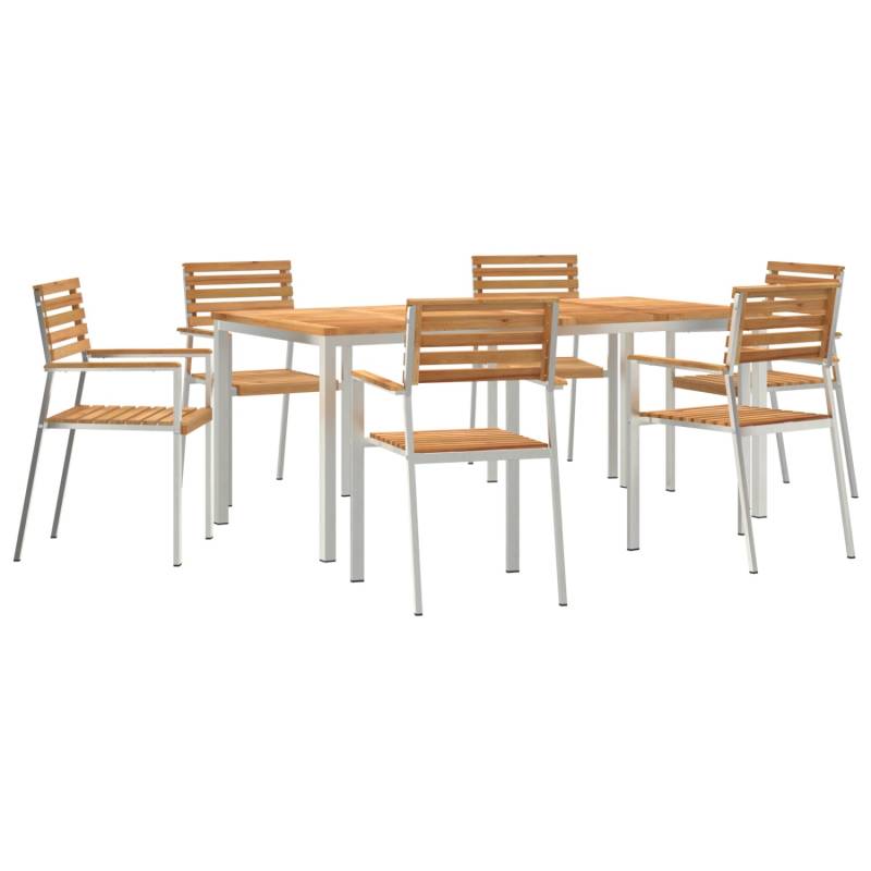 vidaXL 7-Teiliges Garten Esstisch Set aus Massivem Teakholz 3334786 von VIDAXL