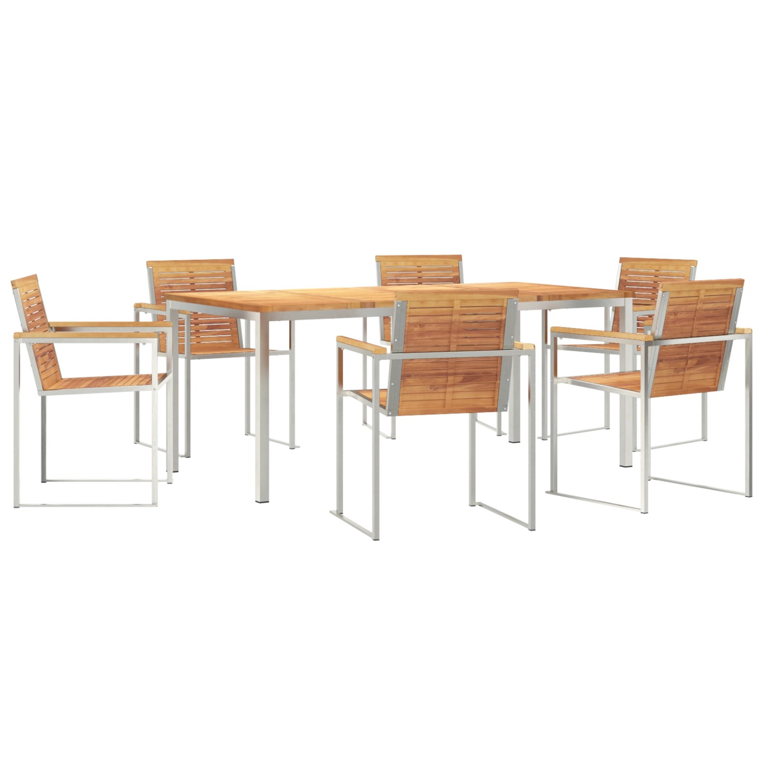 vidaXL 7-Teiliges Garten Esstisch Set aus Massivem Teakholz 3334826 von VIDAXL