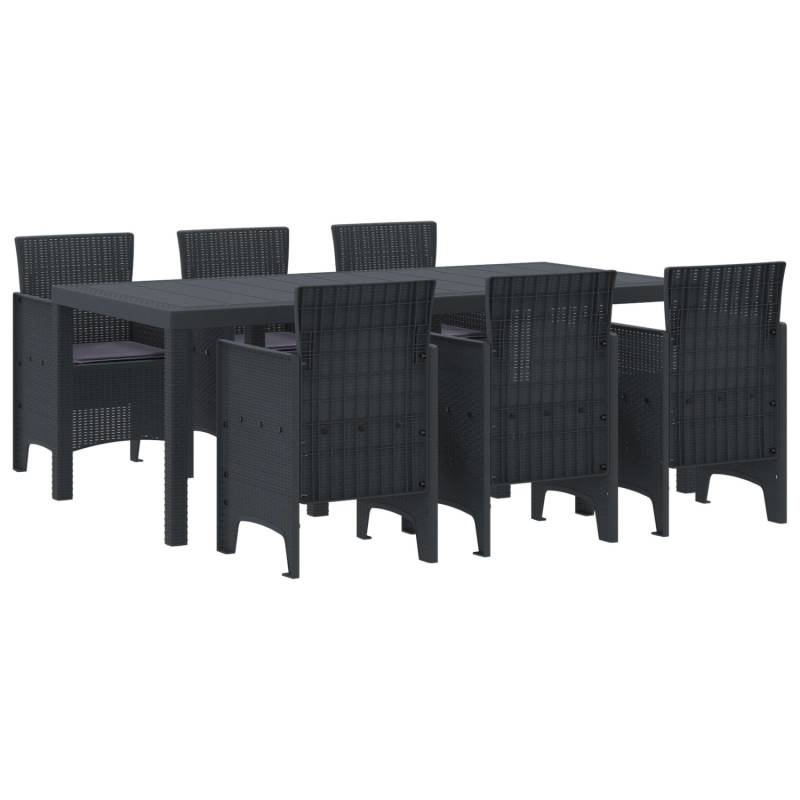 vidaXL 7-Teiliges Garten Esstischset mit Kissen Anthrazit Poly Rattan 3378715 von VIDAXL