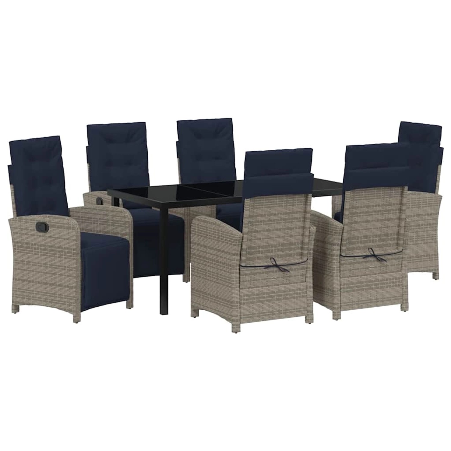 vidaXL 7-Teiliges Garten-Esszimmer-Set aus Grauem Poly Rattan 3380362 vidaXL 7-Teiliges Garten-Esszimmer-Set aus Grauem Poly Rattan 3380362 von VIDAXL