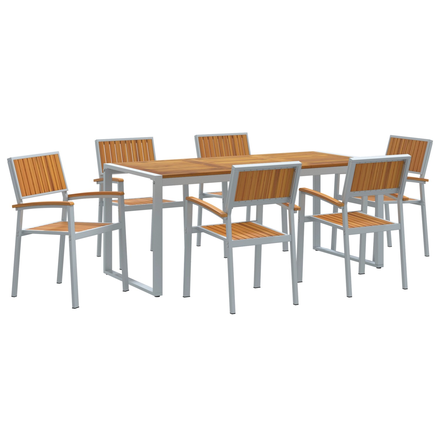 vidaXL 7-Teiliges Garten-Esszimmer-Set aus Massivem Akazienholz und Metall 3284372 vidaXL 7-Teiliges Garten-Esszimmer-Set aus Massivem Akazienholz und Metall 3284372 von VIDAXL
