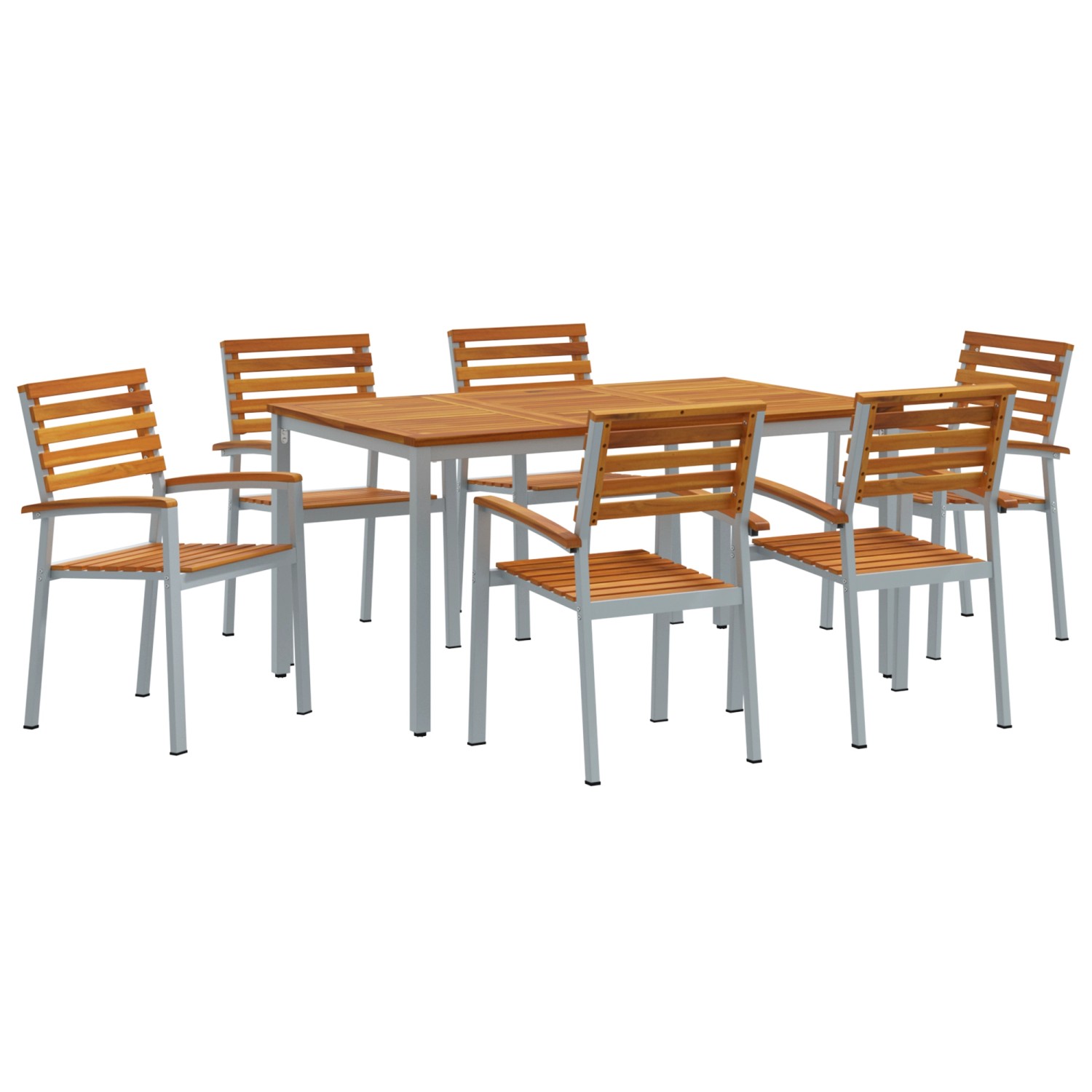 vidaXL 7-Teiliges Garten Esszimmer Set aus Massivem Akazienholz und Metall 3284408 vidaXL 7-Teiliges Garten Esszimmer Set aus Massivem Akazienholz und Metall 3284408 von VIDAXL