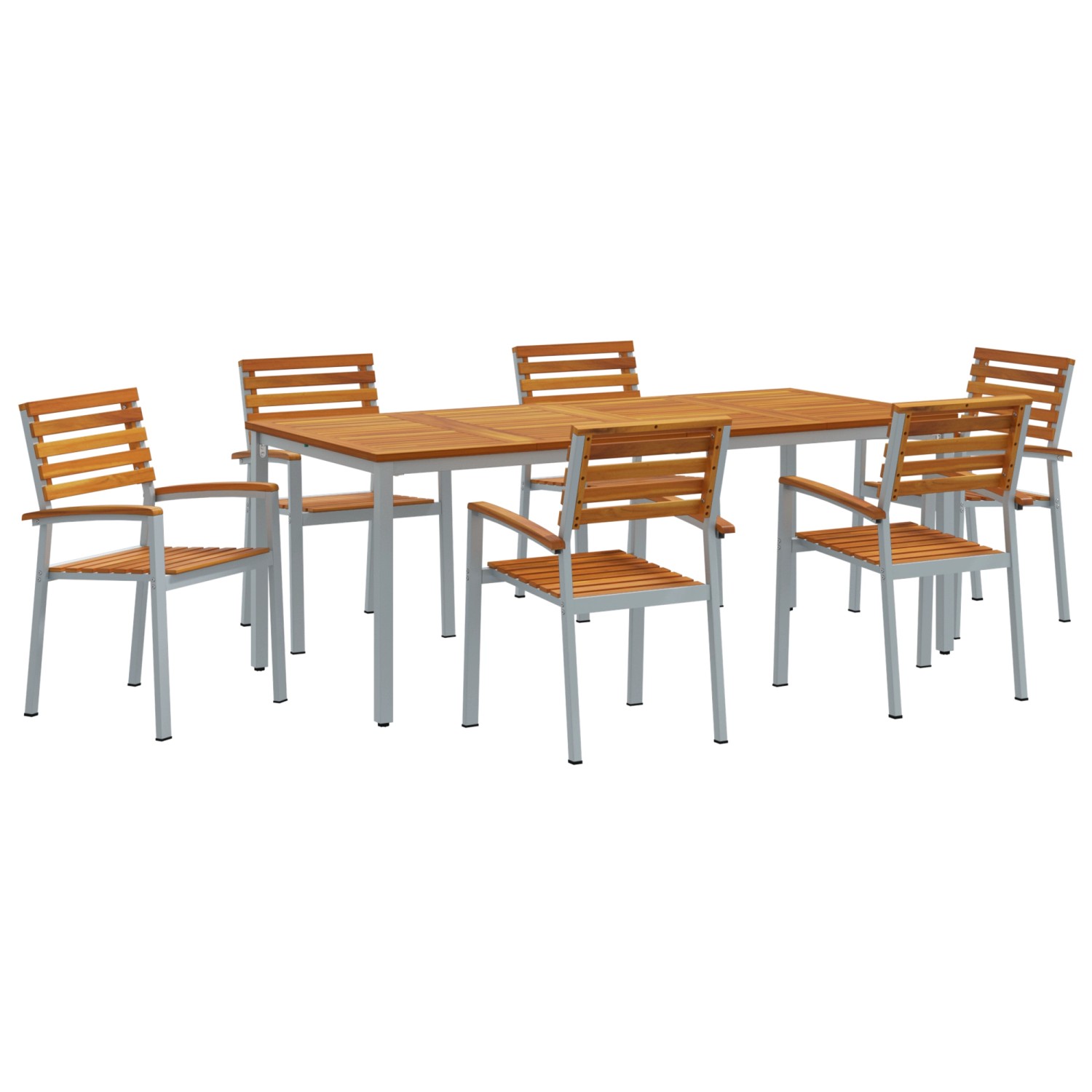 vidaXL 7-Teiliges Garten-Esszimmer-Set aus Massivem Akazienholz und Metall 3284411 vidaXL 7-Teiliges Garten-Esszimmer-Set aus Massivem Akazienholz und Metall 3284411 von VIDAXL