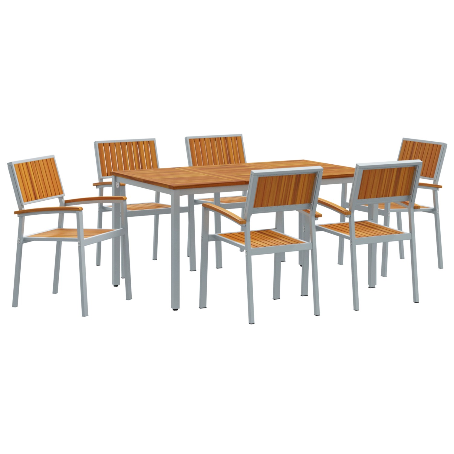 vidaXL 7-Teiliges Garten-Esszimmer-Set aus Massivem Akazienholz und Metall 3284424 vidaXL 7-Teiliges Garten-Esszimmer-Set aus Massivem Akazienholz und Metall 3284424 von VIDAXL