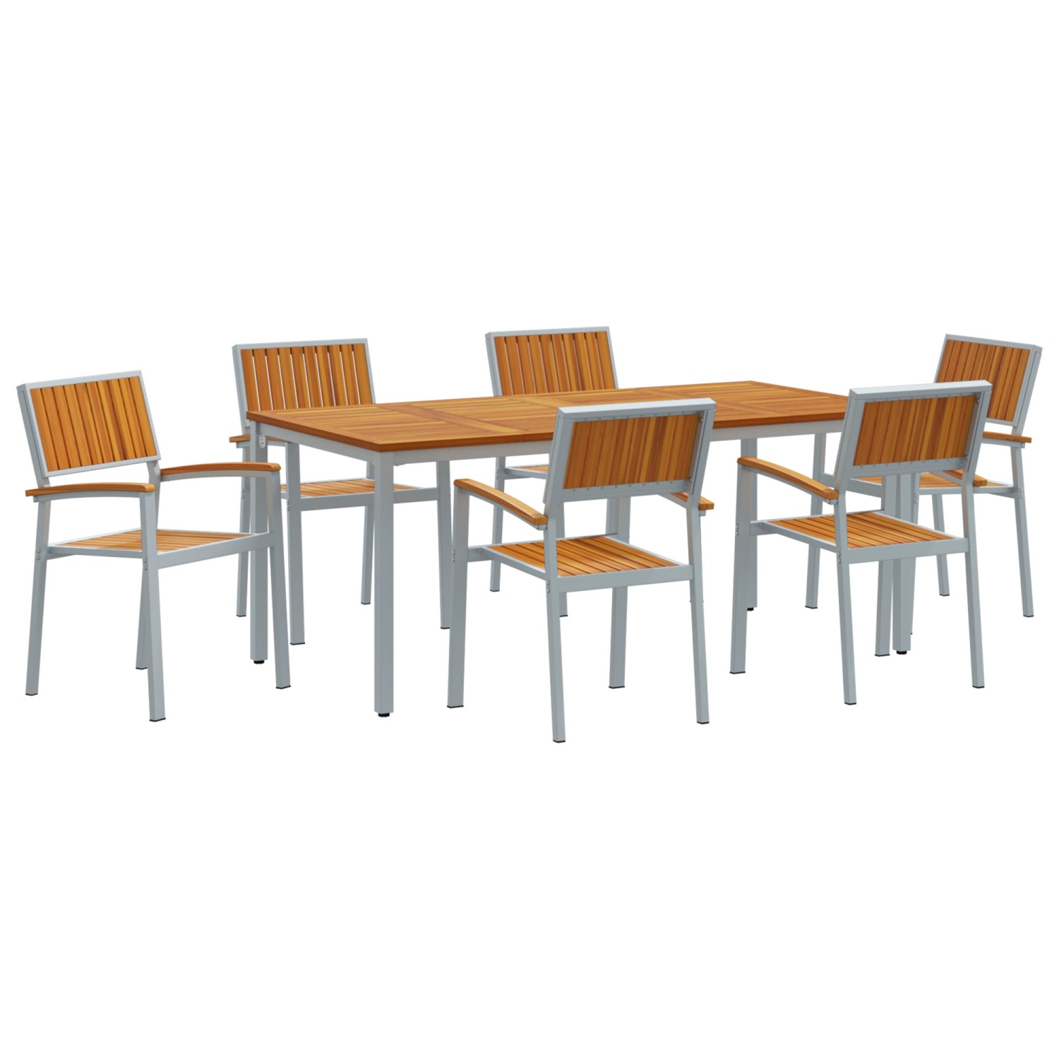 vidaXL 7-Teiliges Garten-Esszimmer-Set aus Massivem Akazienholz und Metall 3284426 vidaXL 7-Teiliges Garten-Esszimmer-Set aus Massivem Akazienholz und Metall 3284426 von VIDAXL