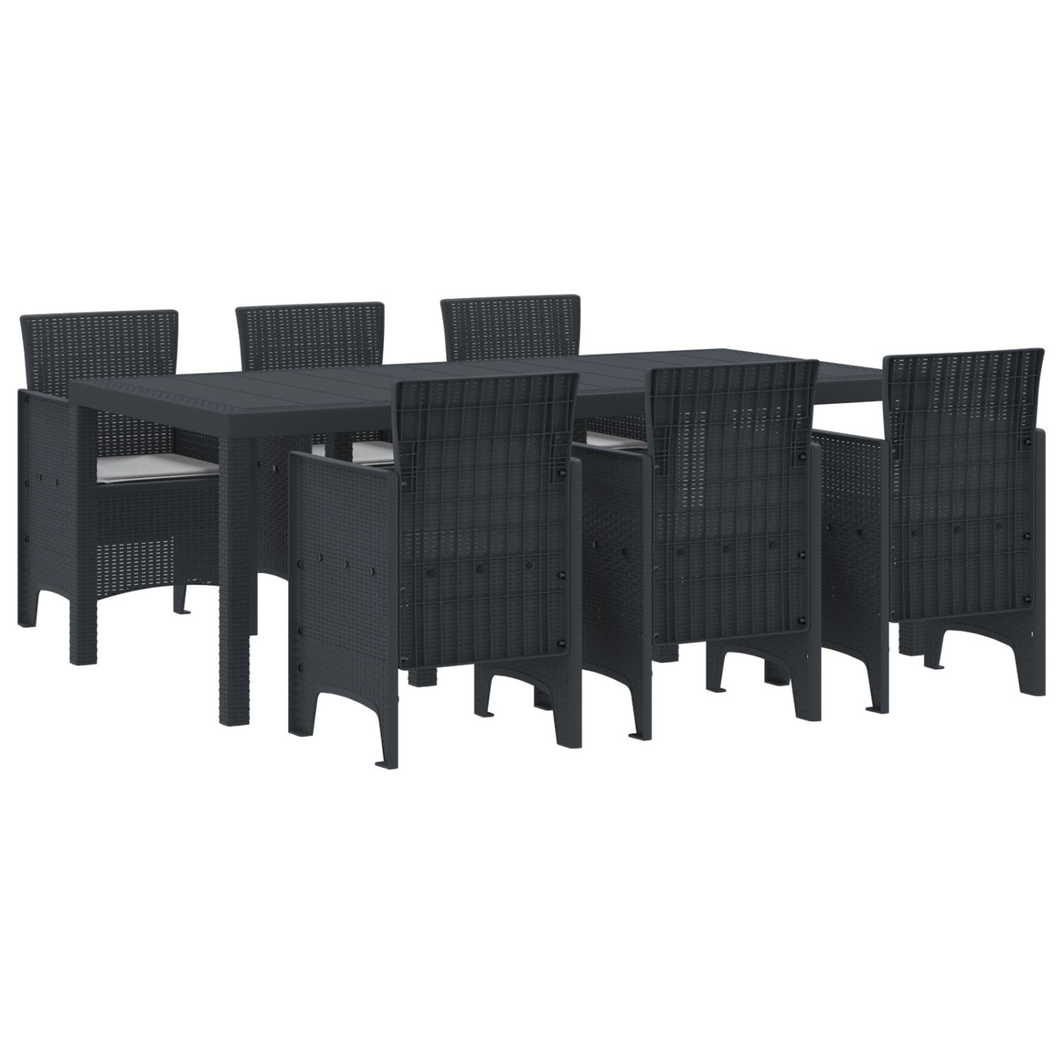 vidaXL 7-Teiliges Garten Esszimmer Set mit Kissen Anthrazit Poly-Rattan 3378714 vidaXL 7-Teiliges Garten Esszimmer Set mit Kissen Anthrazit Poly-Rattan 3378714 von VIDAXL