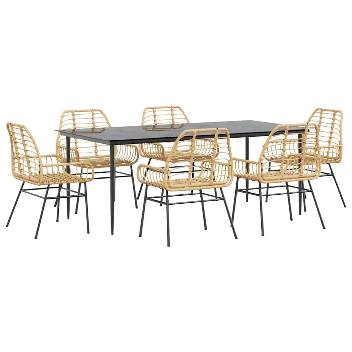 vidaXL 7-Teiliges Garten-Esszimmerset Braun Poly Rattan Glas 3334448 vidaXL 7-Teiliges Garten-Esszimmerset Braun Poly Rattan Glas 3334448 von VIDAXL