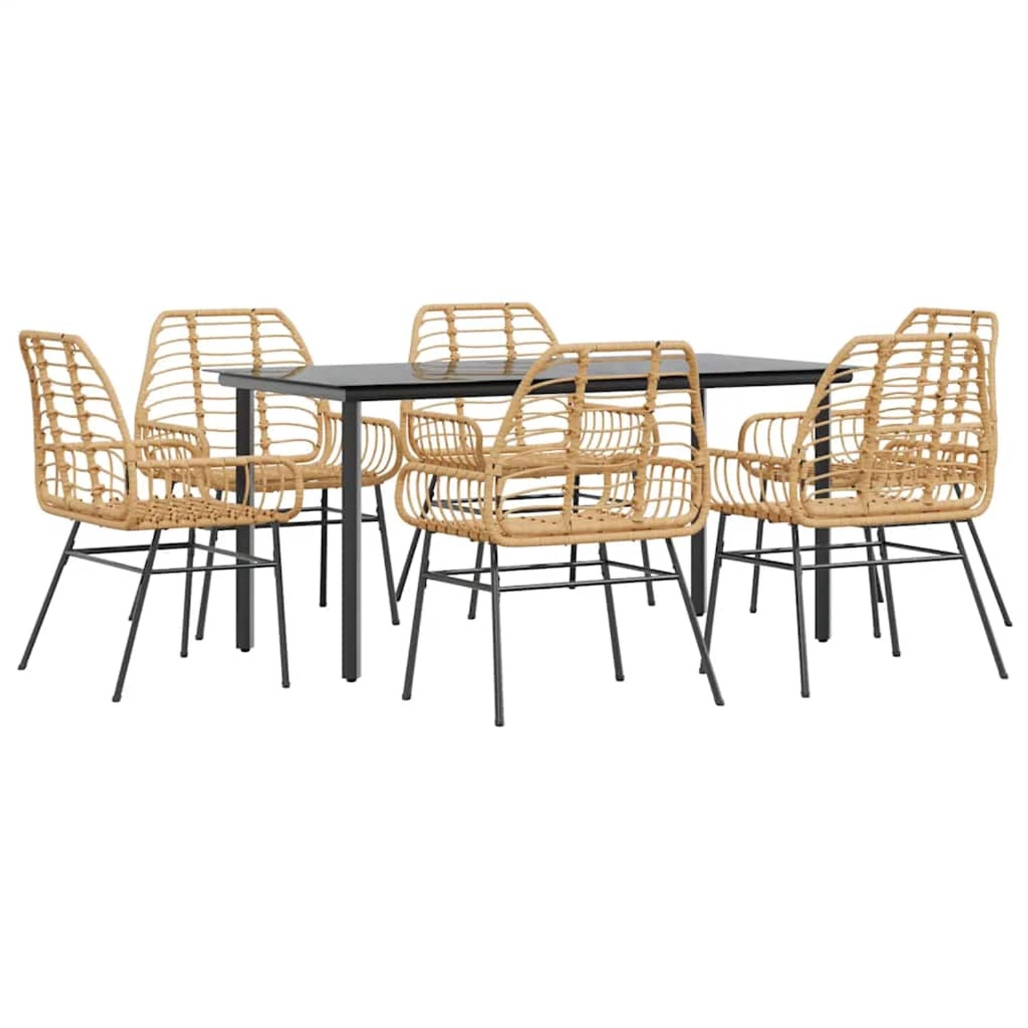 vidaXL 7-Teiliges Garten-Esszimmerset Poly Rattan Glas 3334545 vidaXL 7-Teiliges Garten-Esszimmerset Poly Rattan Glas 3334545 von VIDAXL