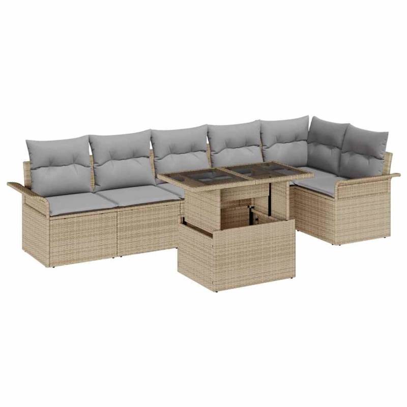 vidaXL 7-Teiliges Garten Sofa Set mit Kissen Beige Poly Rattan 3348296 vidaXL 7-Teiliges Garten Sofa Set mit Kissen Beige Poly Rattan 3348296 von VIDAXL