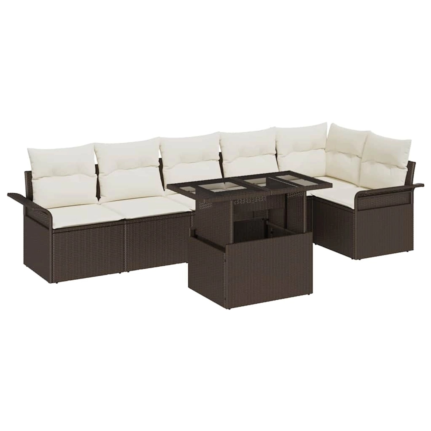 vidaXL 7-Teiliges Garten Sofa Set mit Kissen Braun Poly Rattan 3348294 vidaXL 7-Teiliges Garten Sofa Set mit Kissen Braun Poly Rattan 3348294 von VIDAXL