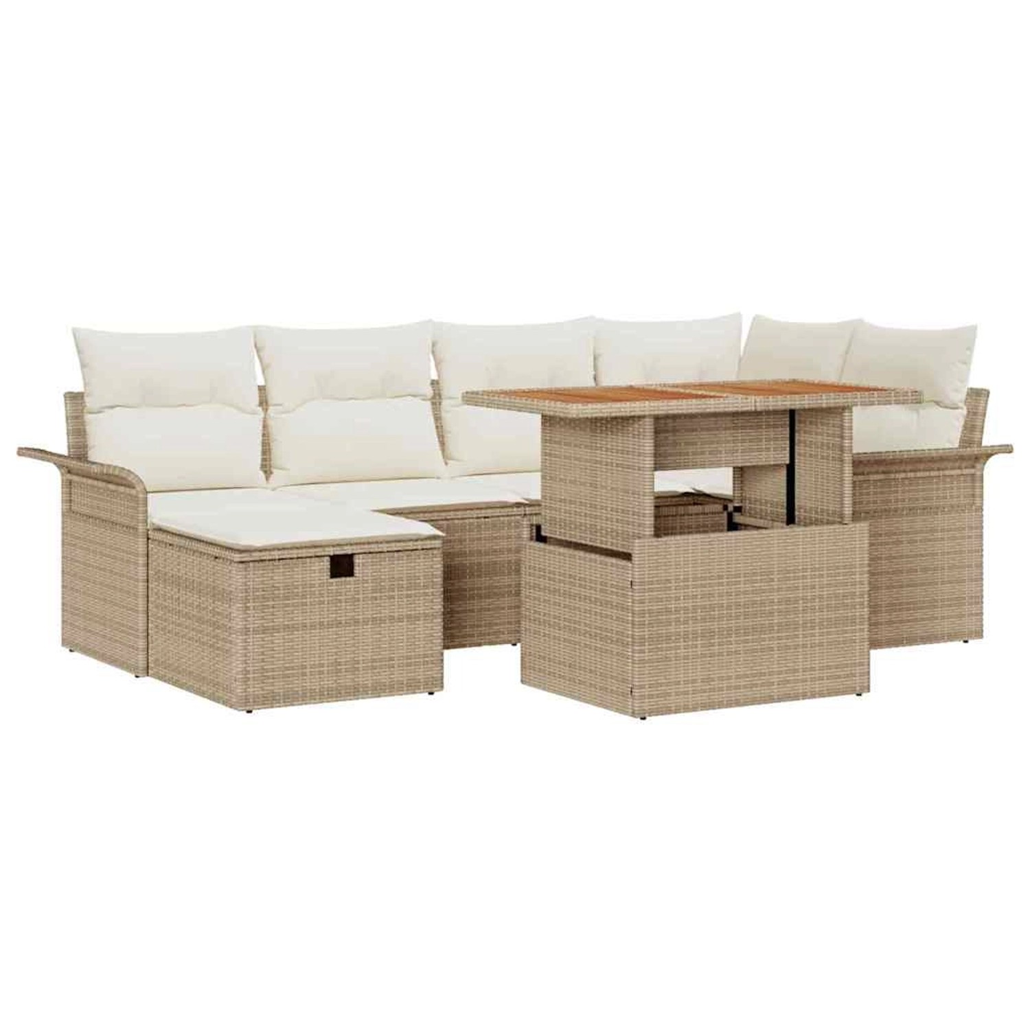 vidaXL 7-Teiliges Garten-Sofa-Set mit Kissen in Beige aus Poly Rattan 3361246 vidaXL 7-Teiliges Garten-Sofa-Set mit Kissen in Beige aus Poly Rattan 3361246 von VIDAXL