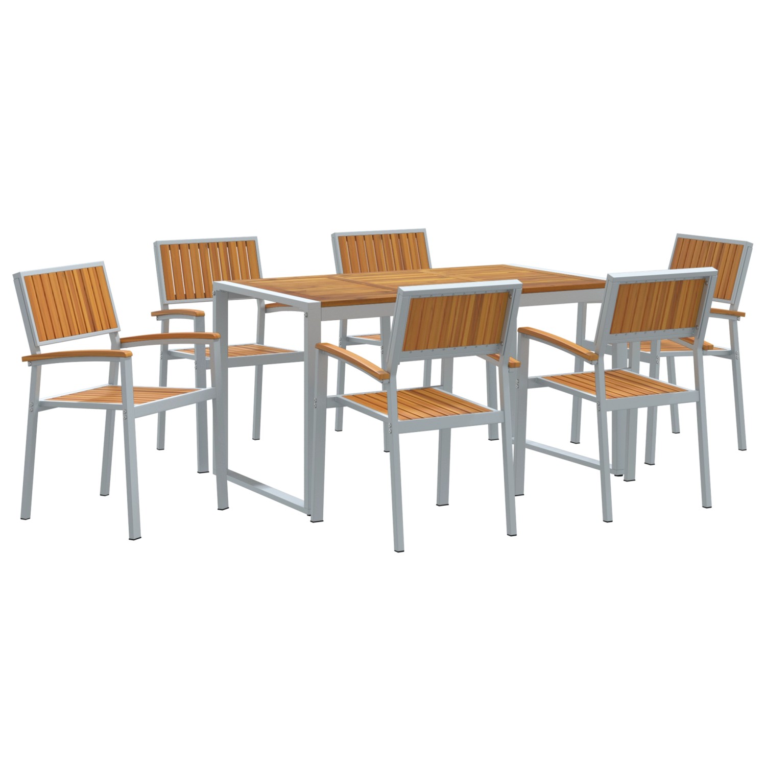 vidaXL 7-Teiliges Gartentisch-Set aus Massivem Akazienholz und Metall 3284368 vidaXL 7-Teiliges Gartentisch-Set aus Massivem Akazienholz und Metall 3284368 von VIDAXL