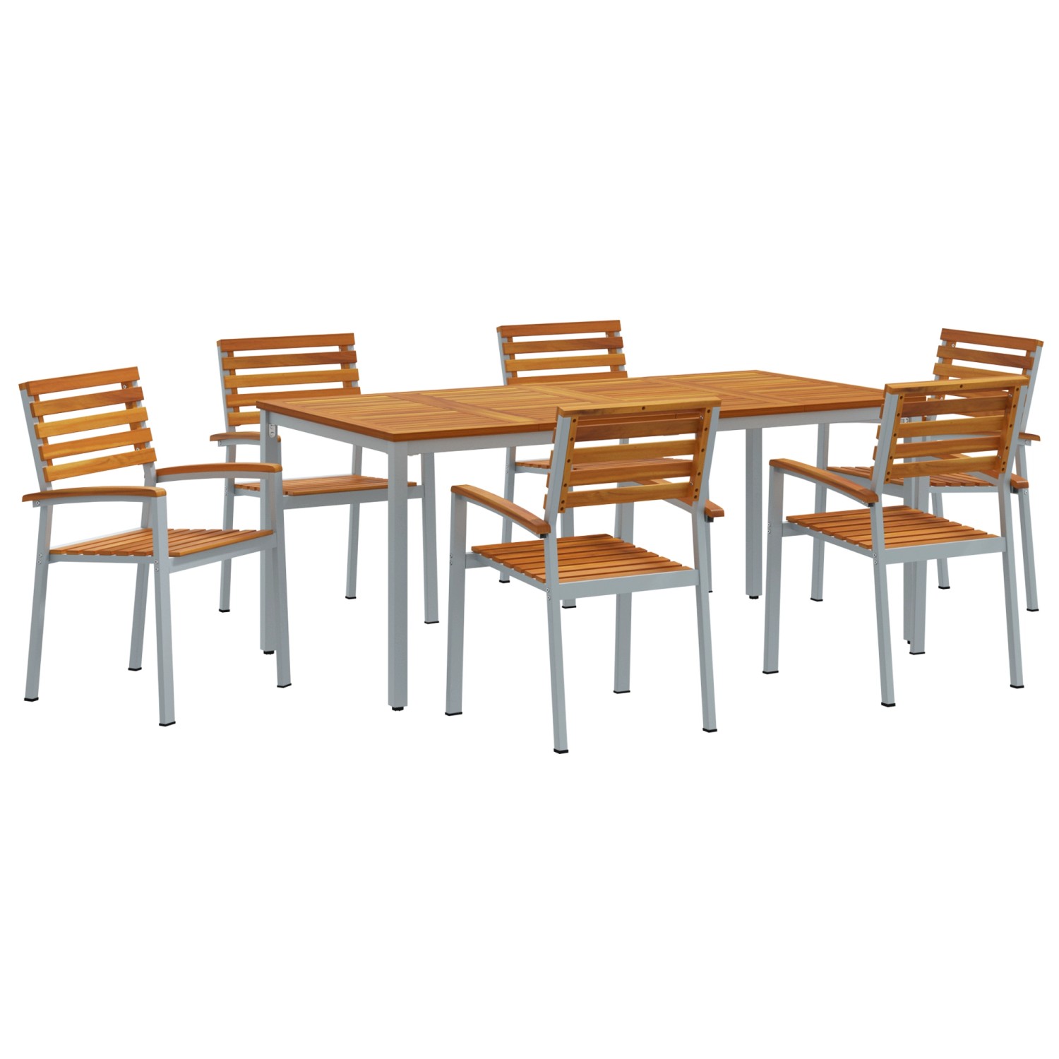 vidaXL 7-Teiliges Gartentisch-Set aus Massivem Akazienholz und Metall 3284410 vidaXL 7-Teiliges Gartentisch-Set aus Massivem Akazienholz und Metall 3284410 von VIDAXL