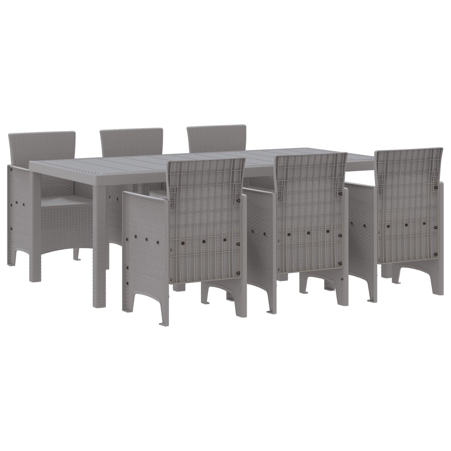 vidaXL 7-Teiliges Gartentischset Hellgraues Poly Rattan 3378727 von VIDAXL