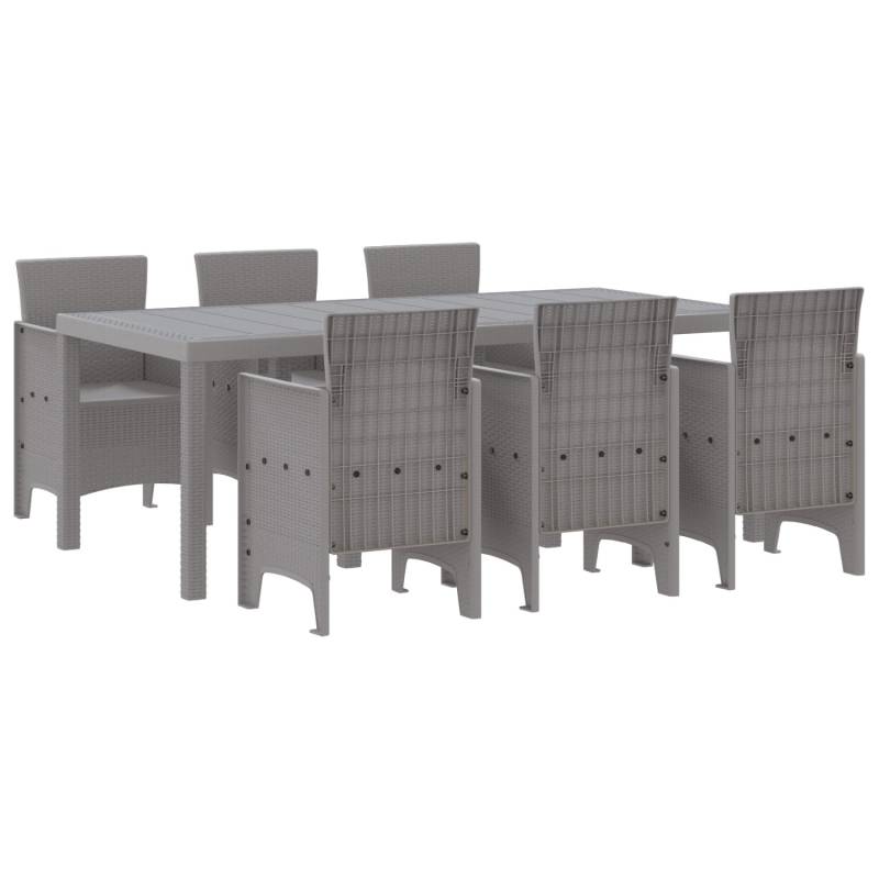 vidaXL 7-Teiliges Gartentischset Hellgraues Poly Rattan 3378727 von VIDAXL