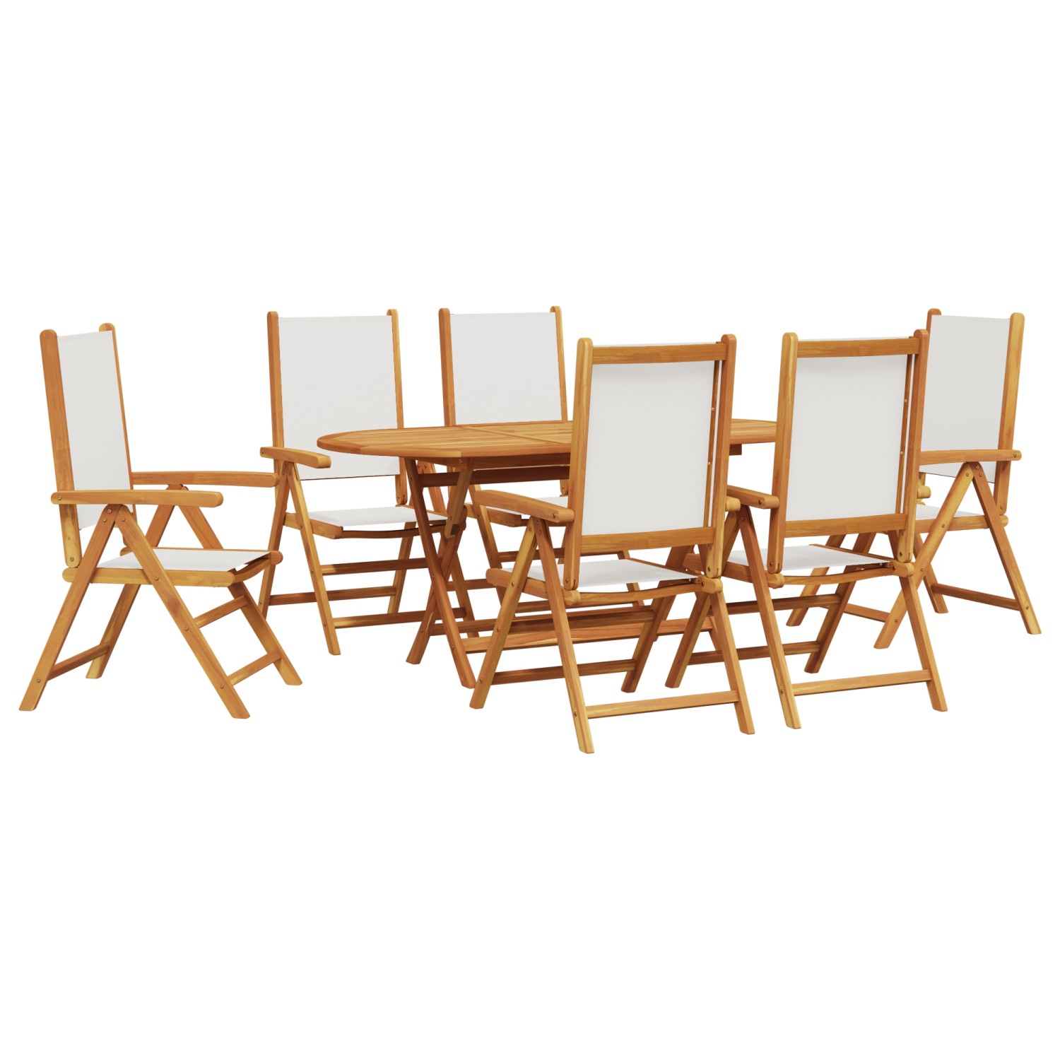 vidaXL 7-Teiliges Gartentischset aus Cremeweißem Akazienholz 3375743 von VIDAXL