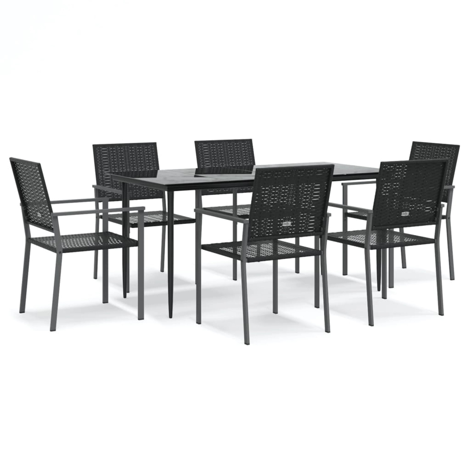 vidaXL 7-Tlg Garten-Essgruppe Poly Rattan und Stahl 3187012 von VIDAXL