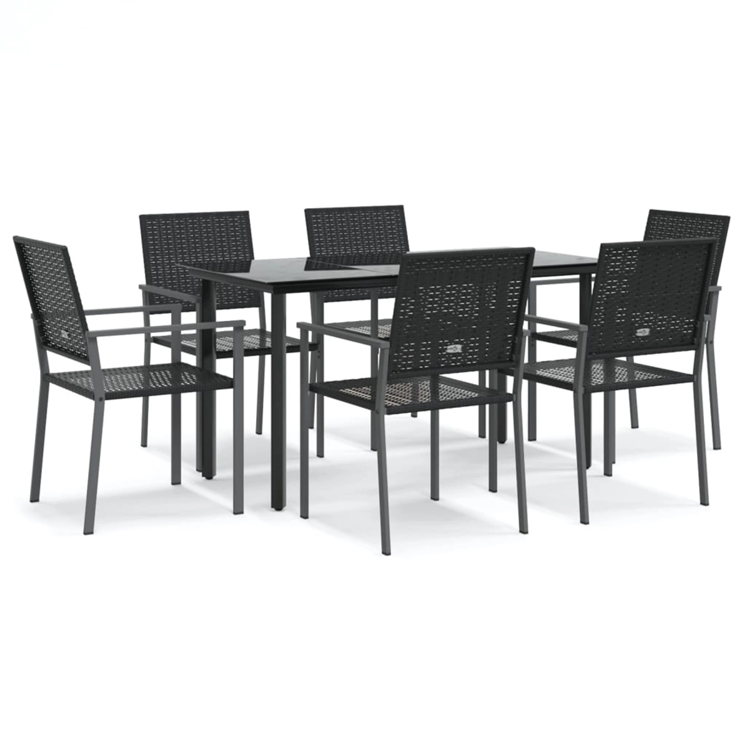vidaXL 7-Tlg Garten-Essgruppe Poly Rattan und Stahl 3187024 von VIDAXL