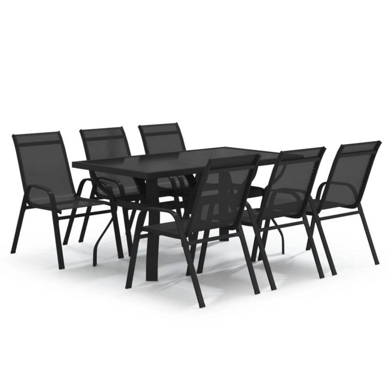 vidaXL 7-Tlg Garten-Essgruppe Schwarz 3095985 von VIDAXL