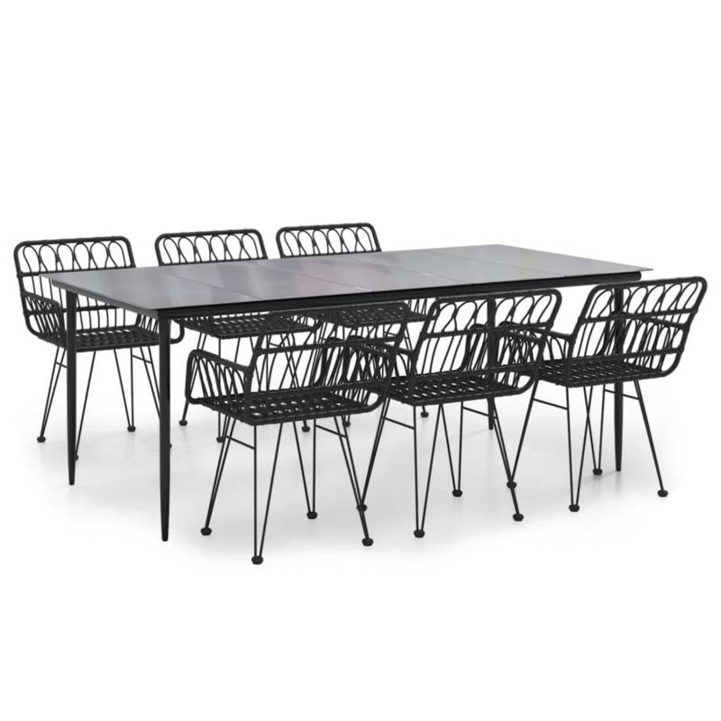 vidaXL 7-Tlg Garten-Essgruppe Schwarz Poly Rattan 3157857 von VIDAXL