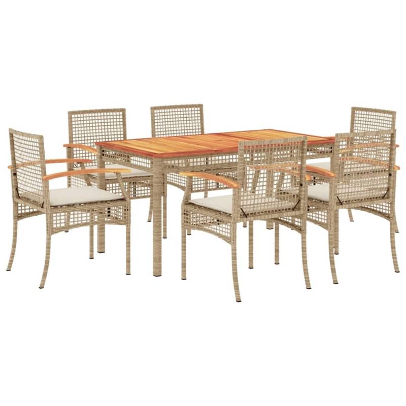 vidaXL 7-Tlg Garten-Essgruppe mit Kissen Beige Poly Rattan 3213581 vidaXL 7-Tlg Garten-Essgruppe mit Kissen Beige Poly Rattan 3213581 von VIDAXL