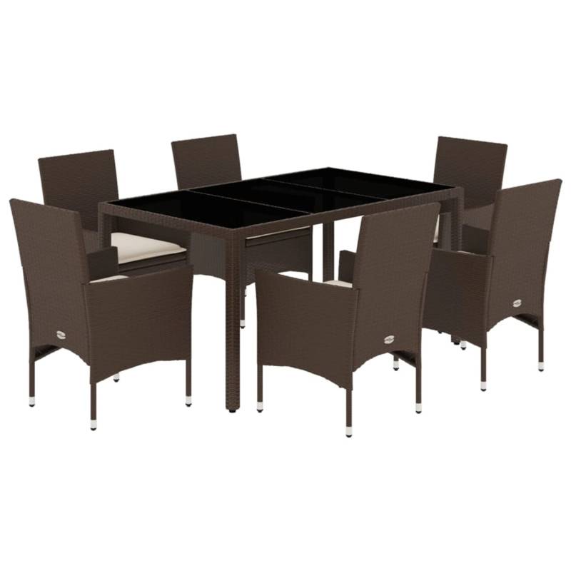 vidaXL 7-Tlg Garten-Essgruppe mit Kissen Braun Poly Rattan und Glas 3278552 vidaXL 7-Tlg Garten-Essgruppe mit Kissen Braun Poly Rattan und Glas 3278552 von VIDAXL