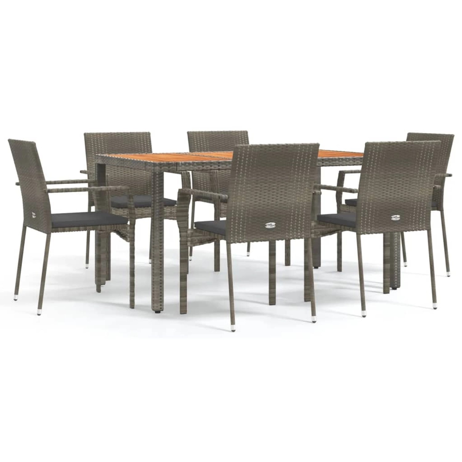 vidaXL 7-Tlg Garten-Essgruppe mit Kissen Grau Poly Rattan 3184996 vidaXL 7-Tlg Garten-Essgruppe mit Kissen Grau Poly Rattan 3184996 von VIDAXL