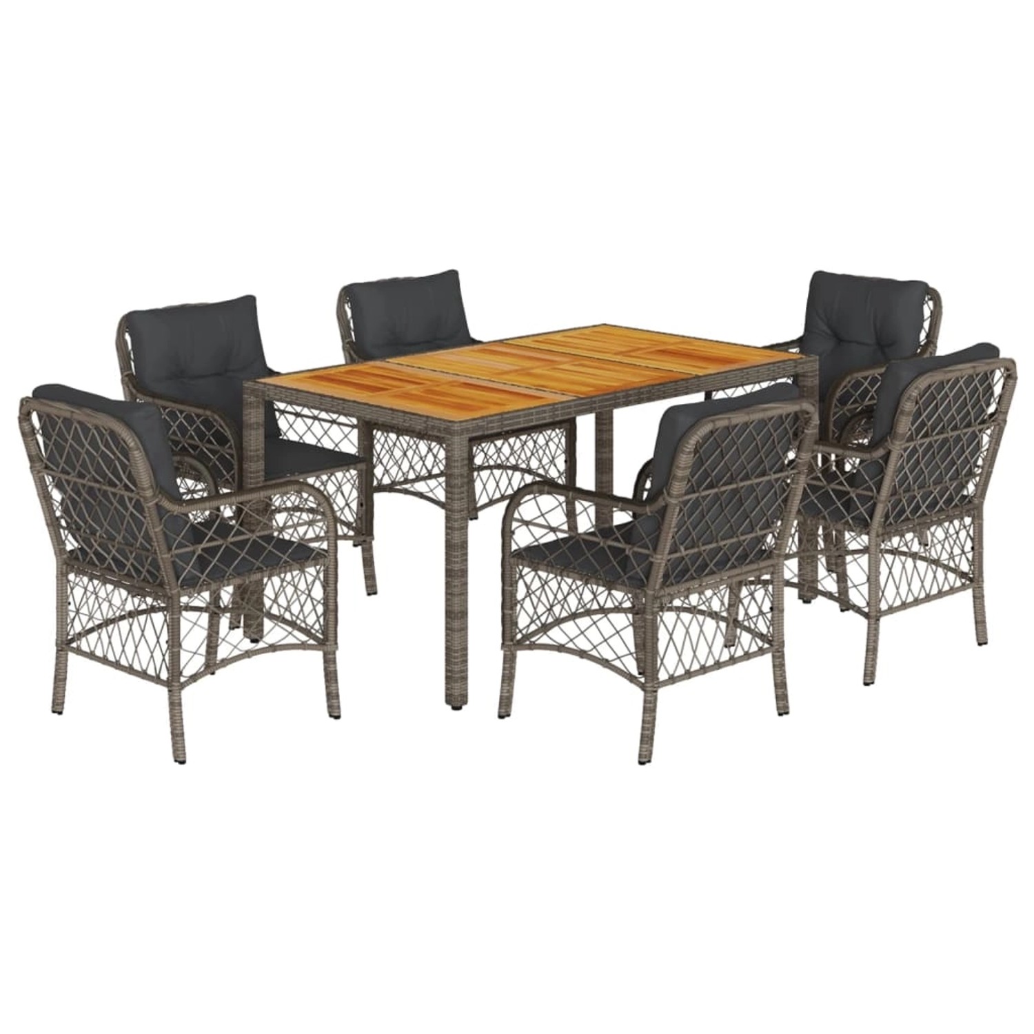 vidaXL 7-Tlg Garten-Essgruppe mit Kissen Grau Poly Rattan 3212051 vidaXL 7-Tlg Garten-Essgruppe mit Kissen Grau Poly Rattan 3212051 von VIDAXL