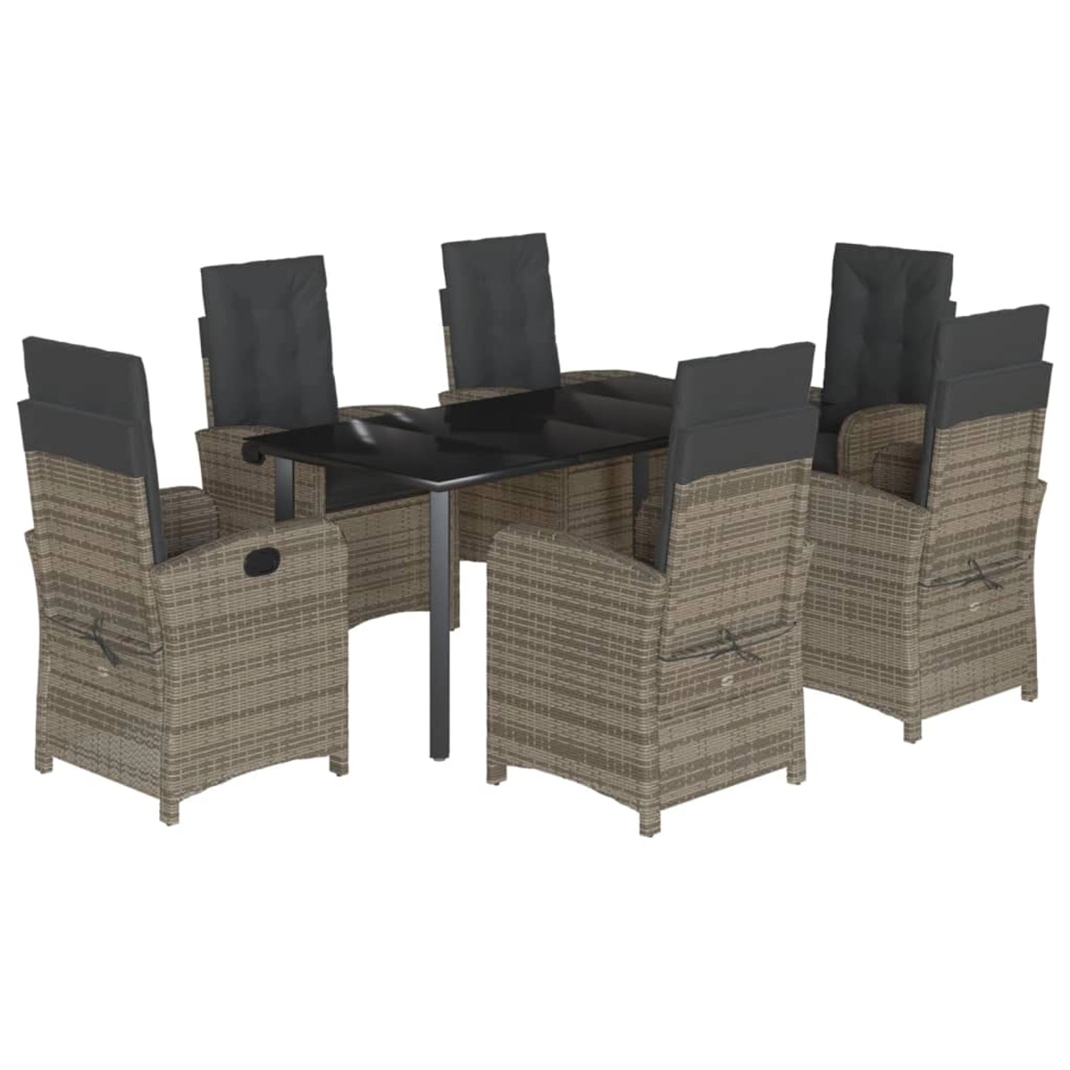 vidaXL 7-Tlg Garten-Essgruppe mit Kissen Grau Poly Rattan 3212366 vidaXL 7-Tlg Garten-Essgruppe mit Kissen Grau Poly Rattan 3212366 von VIDAXL