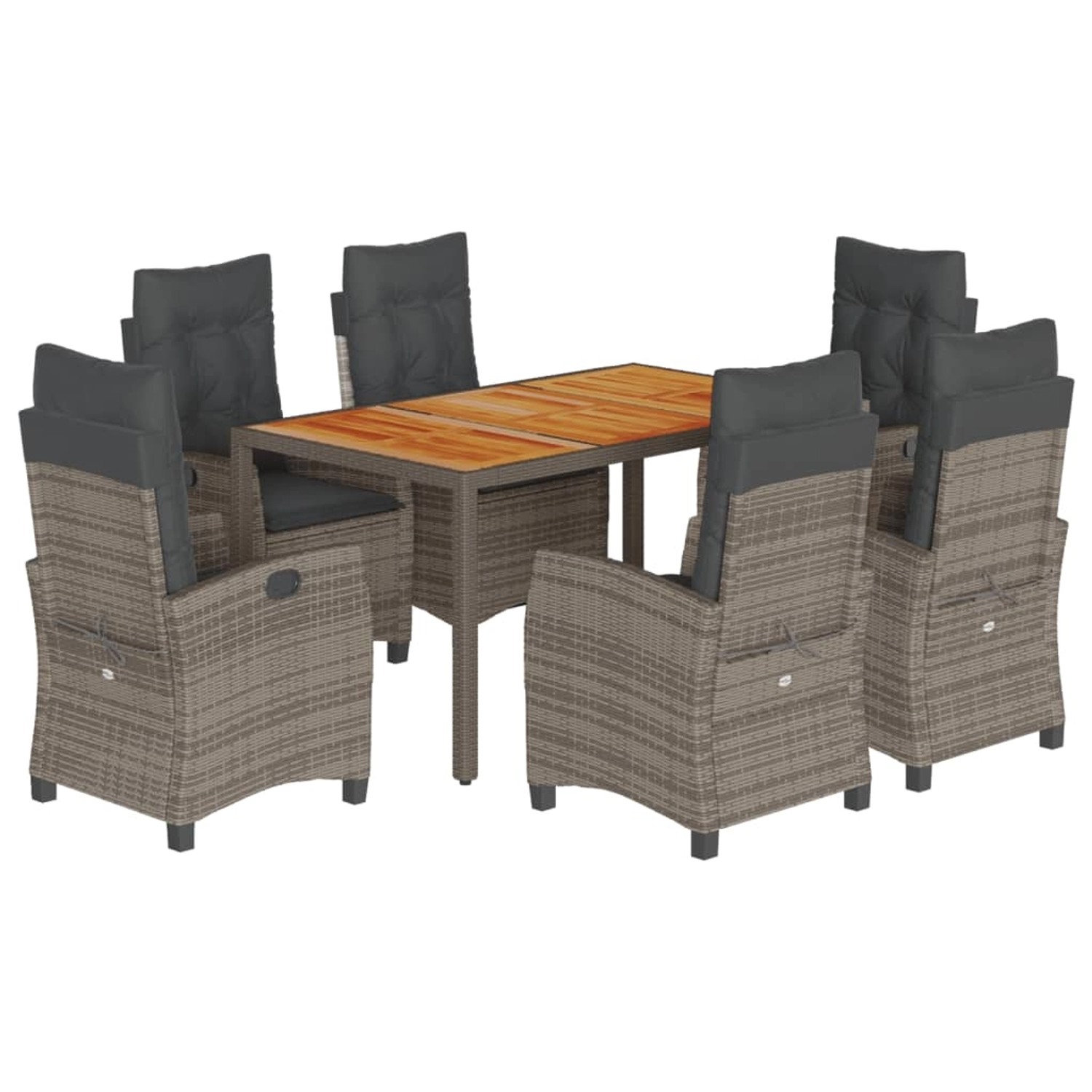 vidaXL 7-Tlg Garten-Essgruppe mit Kissen Grau Poly Rattan 3212676 vidaXL 7-Tlg Garten-Essgruppe mit Kissen Grau Poly Rattan 3212676 von VIDAXL