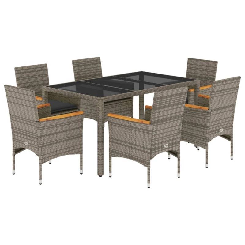 vidaXL 7-Tlg Garten-Essgruppe mit Kissen Grau Poly Rattan und Glas 3278654 vidaXL 7-Tlg Garten-Essgruppe mit Kissen Grau Poly Rattan und Glas 3278654 von VIDAXL