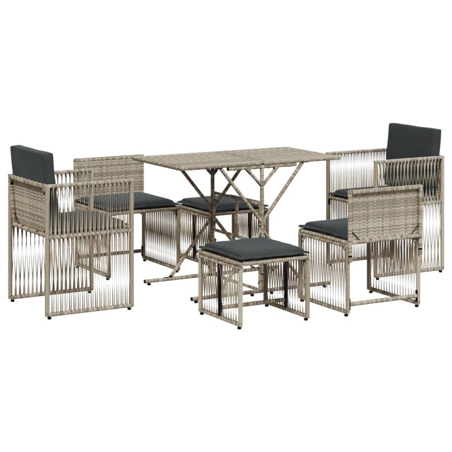 vidaXL 7-Tlg Garten-Essgruppe mit Kissen Hellgrau Poly Rattan 369014 vidaXL 7-Tlg Garten-Essgruppe mit Kissen Hellgrau Poly Rattan 369014 von VIDAXL