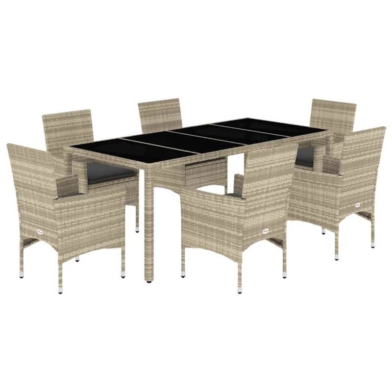 vidaXL 7-Tlg Garten-Essgruppe mit Kissen Hellgrau Poly Rattan Glas 3278577 vidaXL 7-Tlg Garten-Essgruppe mit Kissen Hellgrau Poly Rattan Glas 3278577 von VIDAXL