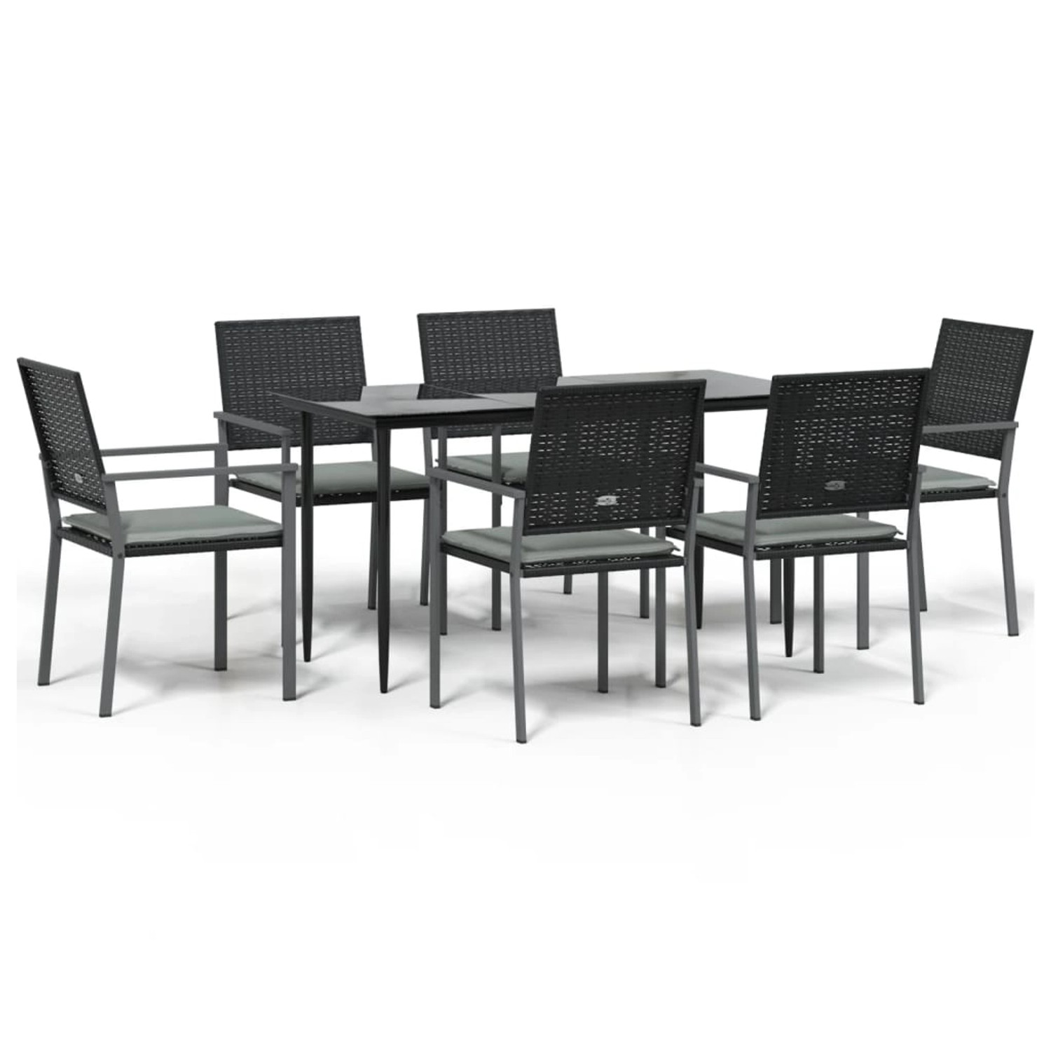 vidaXL 7-Tlg Garten-Essgruppe mit Kissen Poly Rattan und Stahl 3187006 von VIDAXL