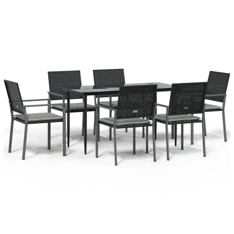 vidaXL 7-Tlg Garten-Essgruppe mit Kissen Poly Rattan und Stahl 3187006 von VIDAXL