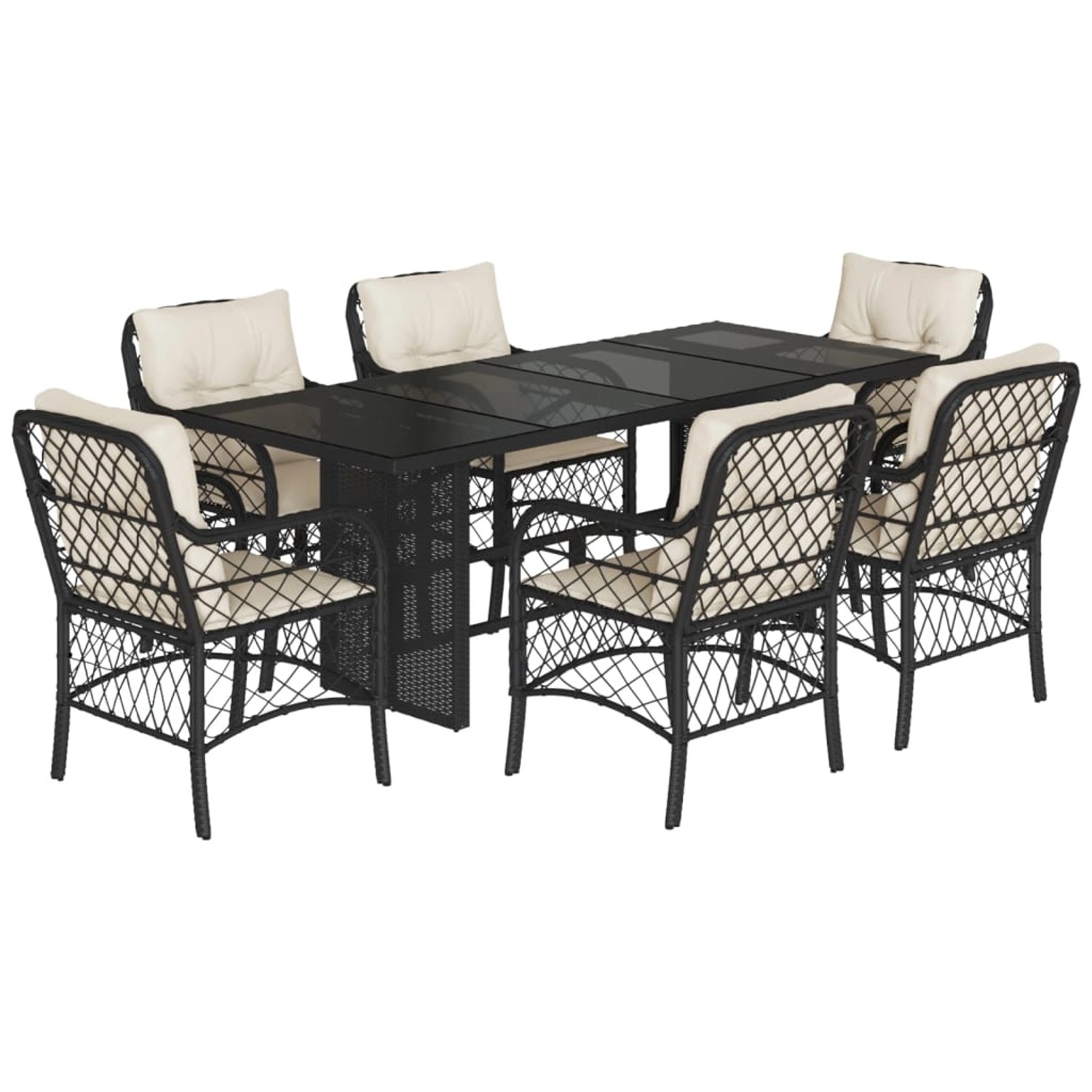 vidaXL 7-Tlg Garten-Essgruppe mit Kissen Schwarz Poly Rattan 3212054 vidaXL 7-Tlg Garten-Essgruppe mit Kissen Schwarz Poly Rattan 3212054 von VIDAXL