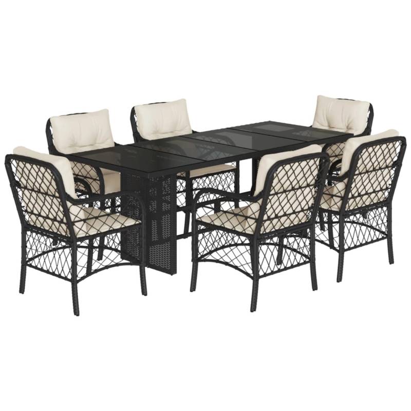 vidaXL 7-Tlg Garten-Essgruppe mit Kissen Schwarz Poly Rattan 3212054 vidaXL 7-Tlg Garten-Essgruppe mit Kissen Schwarz Poly Rattan 3212054 von VIDAXL