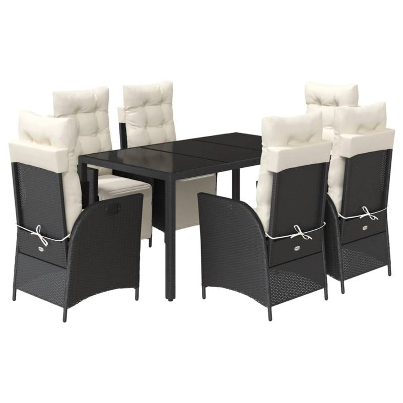 vidaXL 7-Tlg Garten-Essgruppe mit Kissen Schwarz Poly Rattan 3213317 von VIDAXL